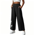 thumbnail image 7 of VBVC Women's Floral Embroidered Wide Leg Pants, High Waist Palazzo Trousers For Women, Ladies' Summer Breathable Pants with Pockets,Black,M-4XL, 7 of 7