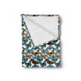 thumbnail image 2 of Butterfly Soft Flannel Fleece Throw Blanket, Detailed Vintage Flying Insects Spring Season Inspired Ornament, Cozy Plush for Indoor and Outdoor Use, 60" x 80", Blue Orange, by Ambesonne, 2 of 5