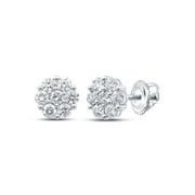 14K White Gold Round Diamond Flower Cluster Nicoles Dream Collection Earrings - 2.625 CTTW