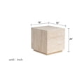 thumbnail image 3 of Mofit Home, Modern, Elegant, Beige Travertine+Wood EndTable, Cubic, Furniture for Living Room, Living Room, 1pc, 3 of 5