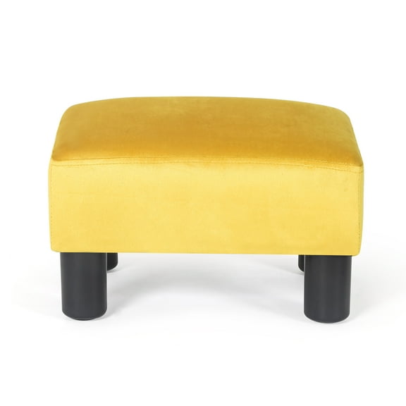 Homebeez Fabric Ottoman Footstool Square Padded Foot Rest Stool Seat,Yellow
