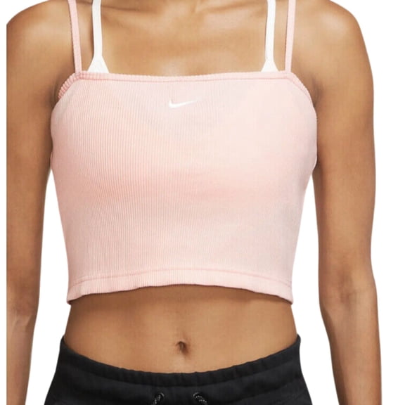 Nike Women's Sportwear Essential Ribbed Crop Top (Pink) Size Small