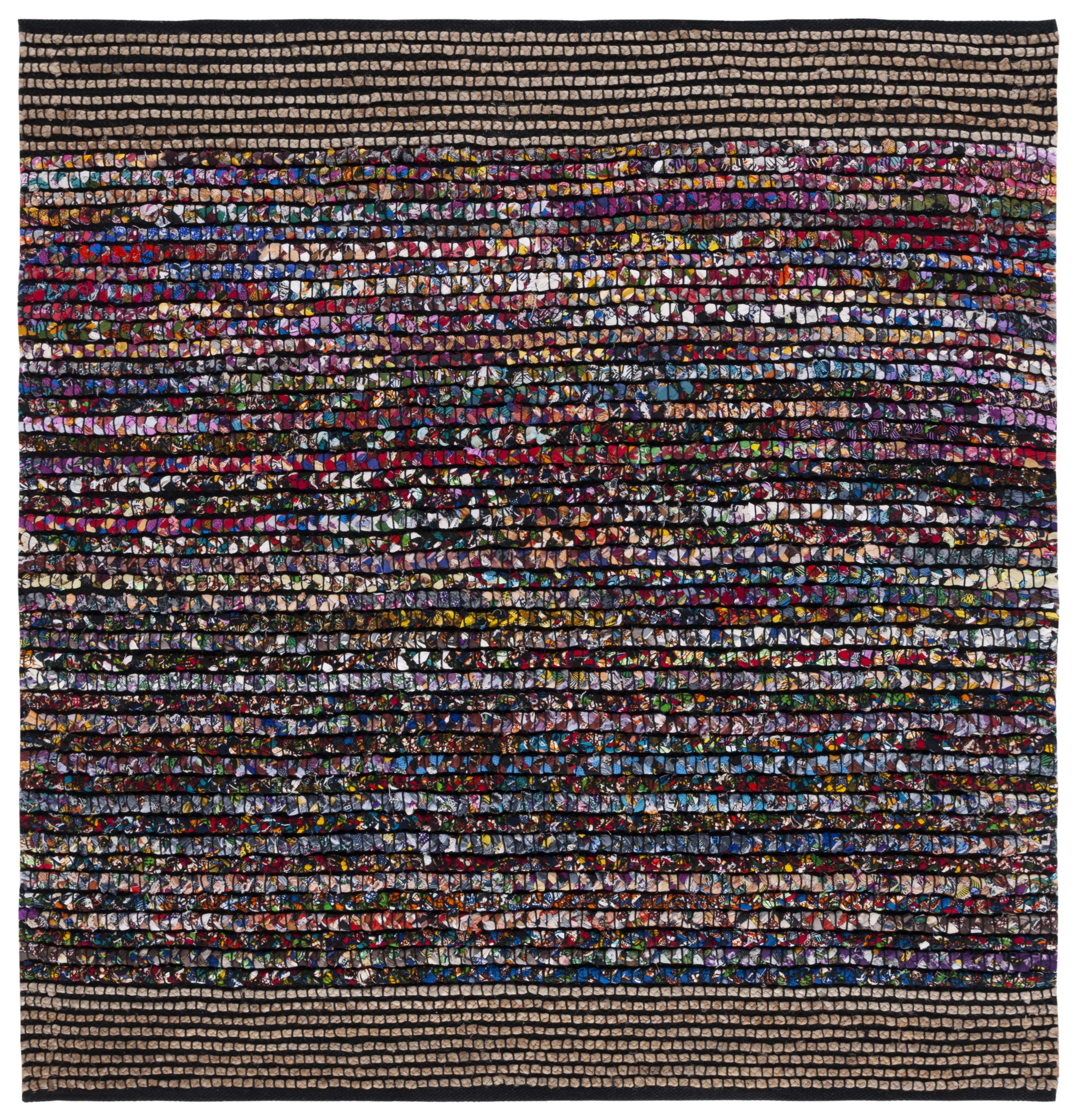 SAFAVIEH Cape Cod Katriona Geometric Area Rug, Natural/Blue, 6' x 6' Square