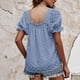 thumbnail image 4 of Blusa de manga corta con cuello cuadrado doble dulce de gasa de verano a la moda informal para mujer Pompotops hfajkhk132438, 4 of 6