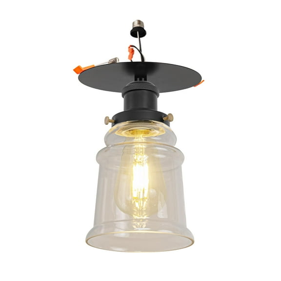 Kiven Can Lights Retrofit Recessed Lighting with E26 Power Outlet Adapter, Replacement Conversion Kit for 2-3.5in Holes,Farmhouse Recessed Lighting Converter Kit for Hallway Kitchen,Black TB0213