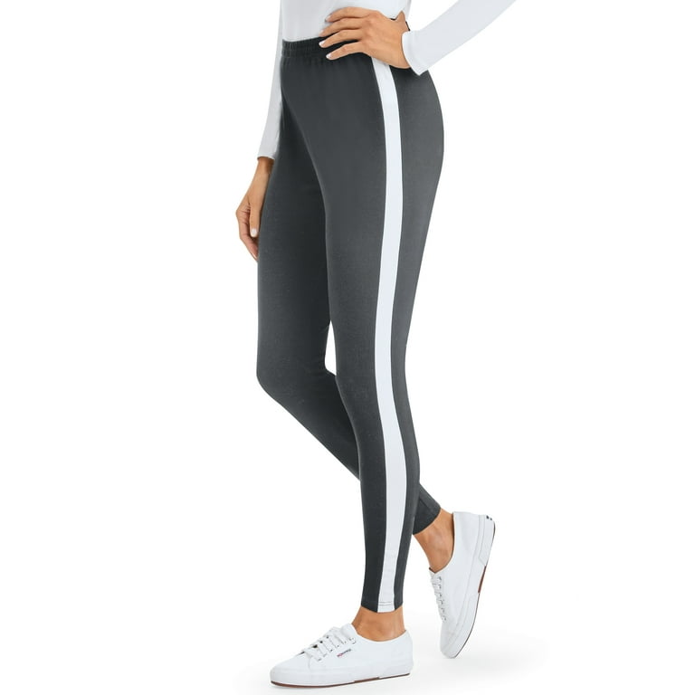 Collections Etc Sporty Vertical Side Stripe Pull-On Knit Leggings