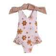 thumbnail image 1 of Hiiyo Maillot de Bain une Pièce pour Filles, Dos Nu, Floral, UPF 50+, 1 of 5