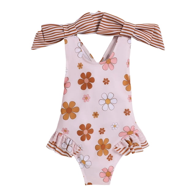 Hiiyo Maillot de Bain une Pièce pour Filles, Dos Nu, Floral, UPF 50+