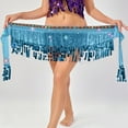 thumbnail image 6 of Felirenzacia Women's Triangular Belly Dancing Hip Scarf Wrap Skirt with Gold Coins, Sky Blue,Free Size, 6 of 6