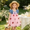 thumbnail image 3 of FRSASU Girl's Vintage Cute Strawberry Embroidered Summer Dress Ruffle Cap Sleeve Bow A-Line Layered Mesh Birthday Party Dresses Pink-A, 3 of 9
