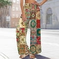 thumbnail image 6 of Cxenplz Palazzo Pants for Women 2025, Elastic High Waisted Boho Casual Loose Wide Leg Pants Plus Size Print Baggy Lounge Trouser Pants on Clearance, 6 of 6