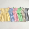 thumbnail image 7 of Girls Summer New Plaid Flutter Sleeve Dress Sweet Cute Princess Tulle Skirt Kids Birthday Party Holiday Casual Outfit,Black,90, 7 of 7