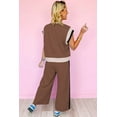 thumbnail image 3 of Women's Chestnut Color Block Two-Piece Casual Outfit with Crop Wide Leg Pants - [ZhiHiMeRi] | (US 20-22)2XL, 3 of 9