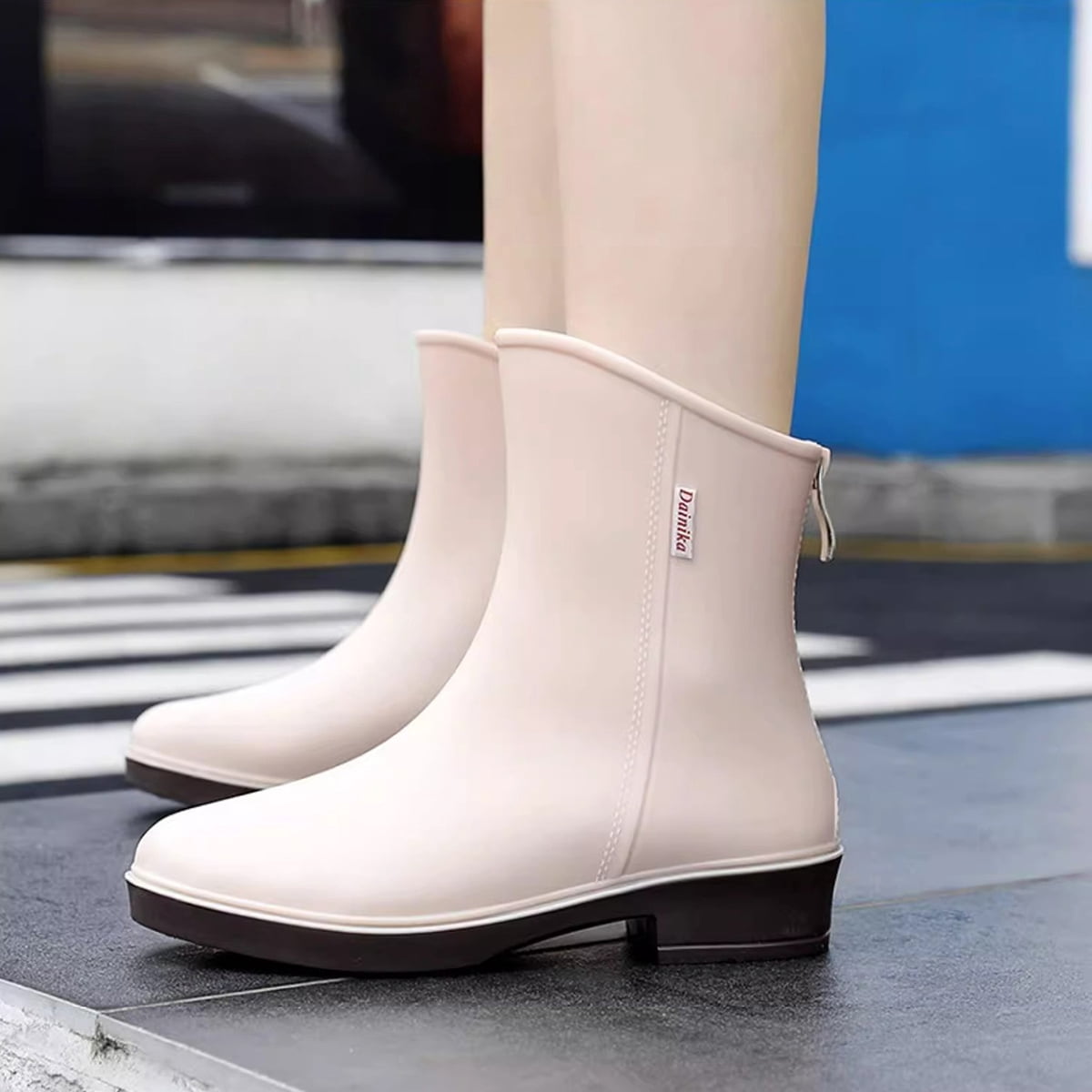 AUXDIQ Rain Shoes Women Mid-calf Boots Waterproof Rain Boots Outdoor Garden Shoes