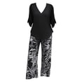 thumbnail image 4 of LIZUOJUN Women's Pajama Set 2 Piece Lounge Set Loungewear Soft Sleepwear Elegant Short Sleeve Shirt Straight Long Pants, Black,L, 4 of 4