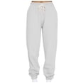 thumbnail image 2 of AOOCHASLIY Long Pants Clothes Womens Casual Loose Sports Sweatpants Ankle Banded Trousers Solid Fleece Pants, 2 of 5