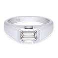 thumbnail image 3 of 7x5MM Emerald Cut Lab Created Moissanite Diamond Signet Wedding Band Ring For Men In 14K White Gold Over Sterling Silver Jewelry (G-H Color, VVS1 Clarity, 1.00 Cttw) Ring-Size-9, 3 of 7