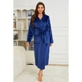thumbnail image 2 of Heartnice Womens Long Hooded Fleece Robe, Soft Warm Spa Bathrobe for Cozy Lightweight Loungewear (Navy, L/XL), 2 of 5