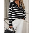 thumbnail image 4 of Striped Sweaters for Women V Neck Long Sleeve Knit Fall Winter Pullover Sweaters Tops Alsol Lamesa, 4 of 6
