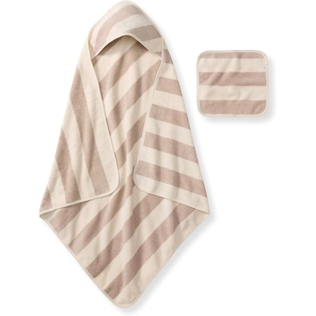 Hooded Woven Terry Towels Organic Cotton, Unisex Bath Essentials, Soft Nursery Towel for Infants, Toddlers, Kids