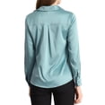 thumbnail image 4 of Allegra K Women's Elegant V Neck Point Collar Long Sleeve Smooth Satin Blouse, 4 of 7
