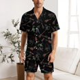 thumbnail image 2 of PRIYAL Colorful Musical Instruments Mens Short Sleeve Pajama Set Satin Silk Sleepwear 2 Piece Pjs Loungewear, 2 of 6