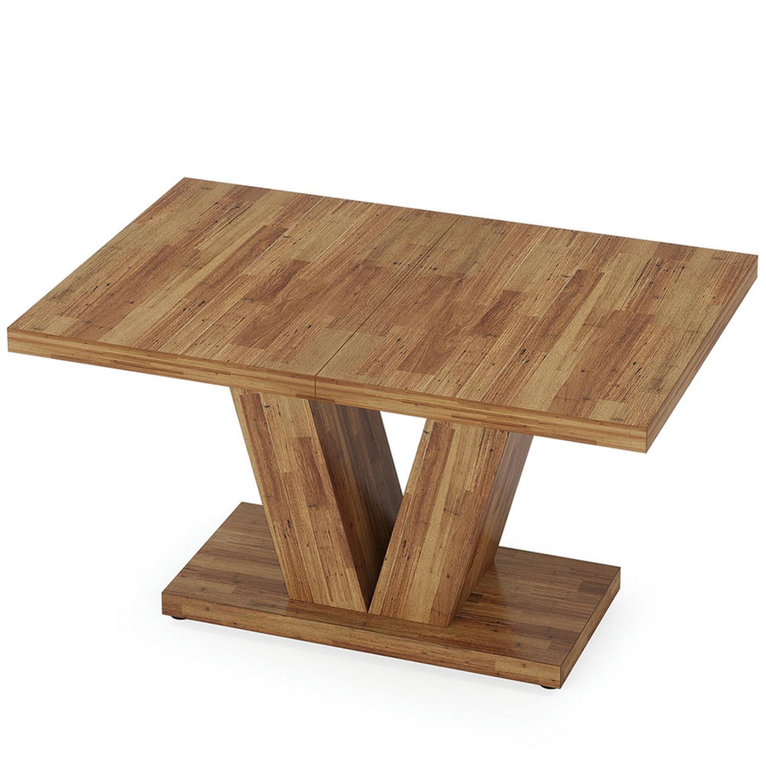 Demi Bonn 47" Modern Dining Table for 4 People, Wood Farmhouse Kitchen Table with Duty Pedestal for Dining Room, Home, Brown