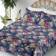 thumbnail image 3 of Ambesonne Floral Design Fitted & Flat Sheet with Shams 4 Pcs Set, Springtime Flower Art, Full, Dark Lavender Multicolor, 3 of 5