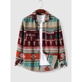 thumbnail image 2 of ZAFUL Tribal Geometric Ethnic Aztec Printed Blend Wool Shirt Jacket Deep Red S, 2 of 4