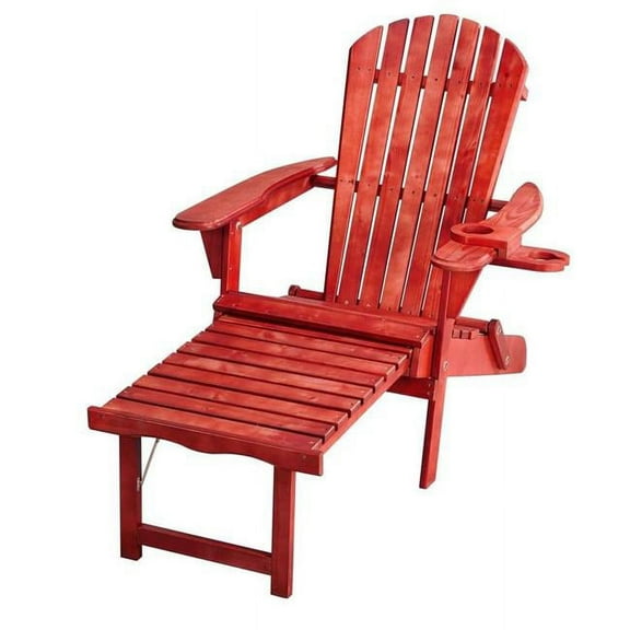 Oceanic Collection Adirondack Chaise Lounge Chair Foldable, cup and glass holder, built in ottoman