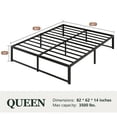 thumbnail image 5 of Amolife Queen Size 14'' Metal Platform Bed Frame with Large Under Bed Storage Space, Black, 5 of 7