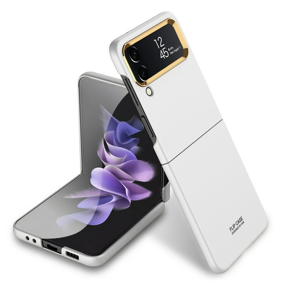 SaniMore for Samsung Galaxy Z Flip 4 6.7" Ultra-Thin Folding Case, Rugged PC Anti-Fingerprint Anti-Scratch Heavy Duty Full Body Protective Case for Samsung Z Flip 4 Women Men, White