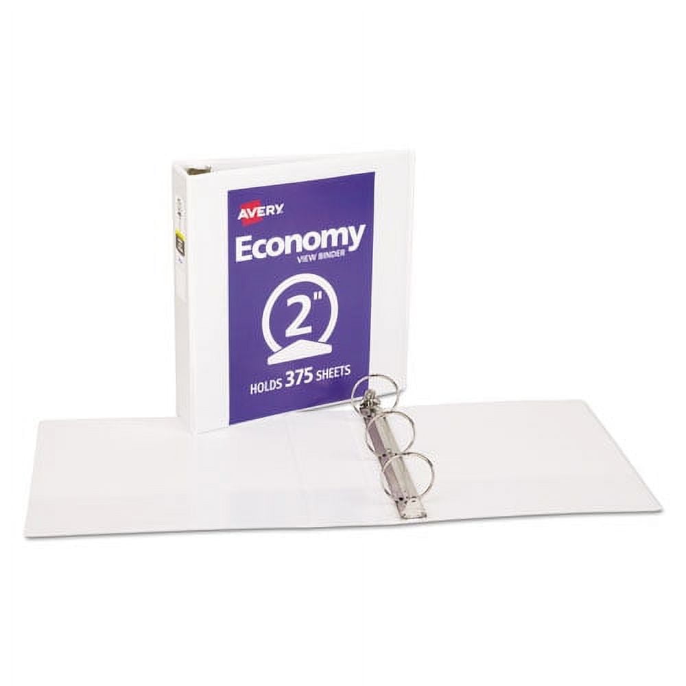 "Economy View Binder With Round Rings , 3 Rings, 2"" Capacity, 11 X 8.5, White, (5731) | Bundle of 5"