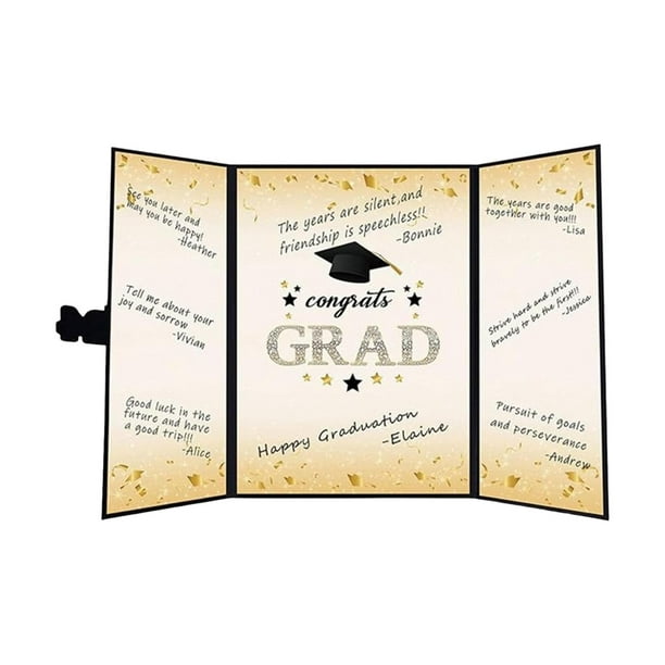 Libro de firmas de graduación, regalo para amigos, postal fácil de escribir, libro de firmas Negro