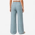 thumbnail image 4 of Women's Vintage Y2k Striped Denim Pants Wide Leg High Waist Stretchy Long Jean Palazzo Trousers with Pocket, 4 of 4