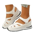 thumbnail image 2 of EliteGoogv Womens Closed Toe Sandals Wedge Heel Hollow Out Sandals For Women Adjustable Strap On Outdoor Walking Shoes Summer Beach Shoes White US :9, 2 of 8