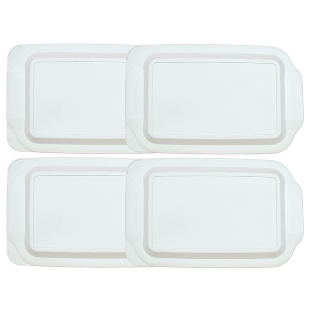 Pyrex Replacement Lid 233PC 3Qt White Plastic Rectangle Cover (4Pack) for Pyrex 233 Dish
