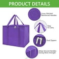 thumbnail image 2 of Hengbo 3 Pack Large Insulated Grocery Shopping Bags Reusable Bag Thermal Zipper Collapsible Tote Cooler Food Transport Hot and Cold for Camping Reusable and Sustainable Purple, 2 of 7