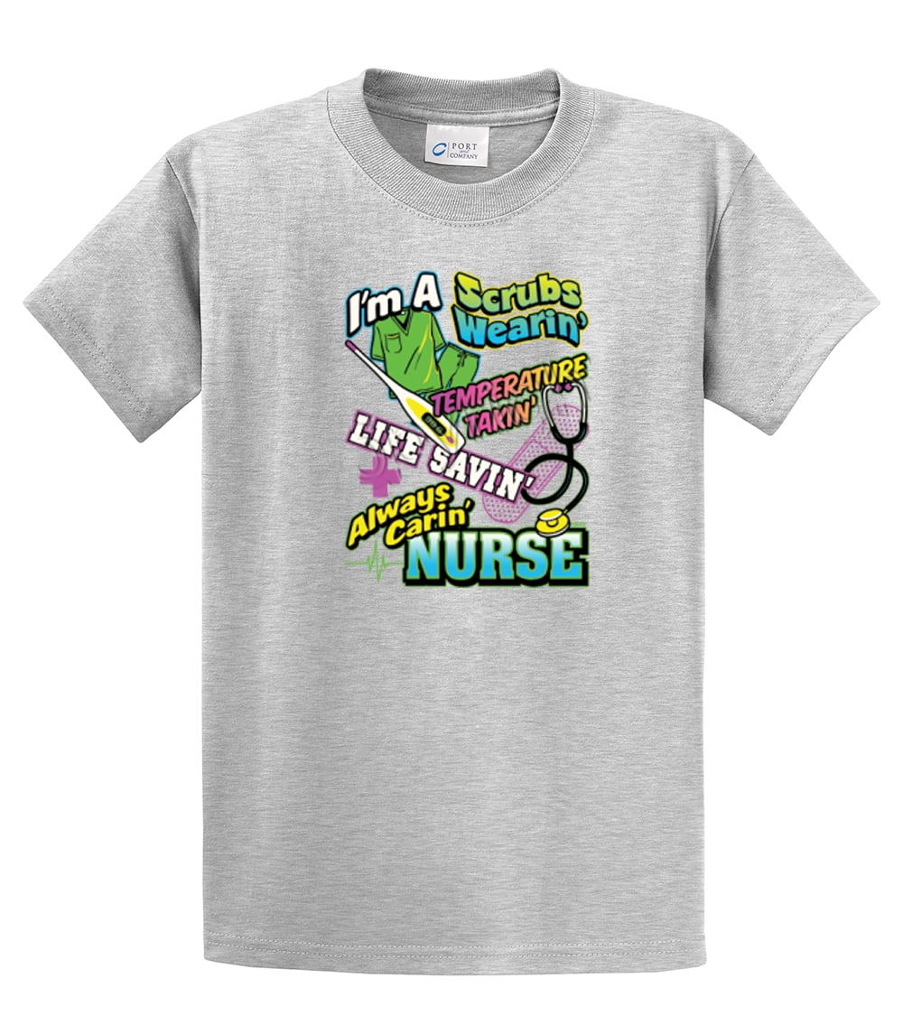 Nurse Short Sleeve T-shirt I'm A Scrubs Wearin' CNA Assistant Plus Funny Tee - Picture 45 of 104
