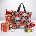 thumbnail image 6 of Wukai Skull and Roses Print Reusable Grocery Bag Shopping Bags with Zipper Shoulder Shopping Handle Bag Suitable for Outdoor Convenient Daily Bag, 6 of 8