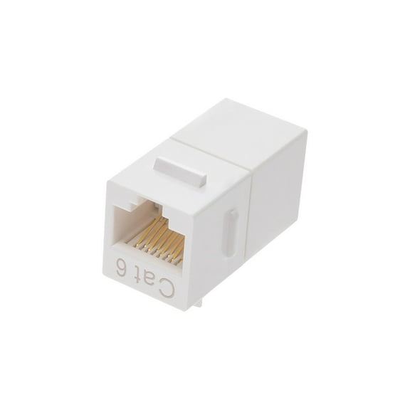 Monoprice 8P8C RJ45 Cat6 Inline Coupler Type Keystone Jack - White, Fits All Standard Keystone Wall Plates And Panels