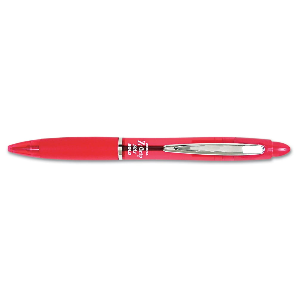 Zebra ZGrip MAX Ballpoint Retractable Pen Red Ink Bold Dozen 20530