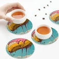 thumbnail image 3 of KLL Drink Coasters Set Round Shape of 4,PU Leather Absorbent Coasters Set Decorative Coffee Cup Coasters Housewarming Gift for Home Decor-Melting Banana Fantasy, 3 of 5