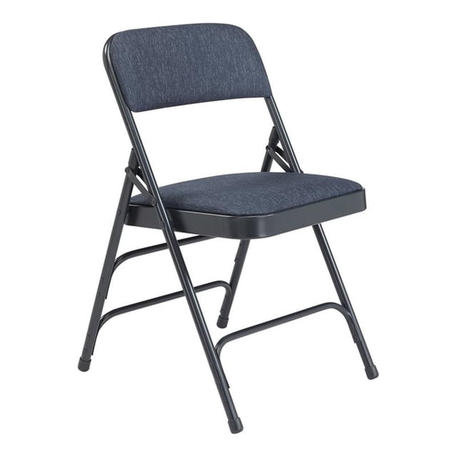 Pemberly Row Chaise Pliante Moderne en Métal de 29,5 Pouces en Bleu Impérial (Ensemble de 4)