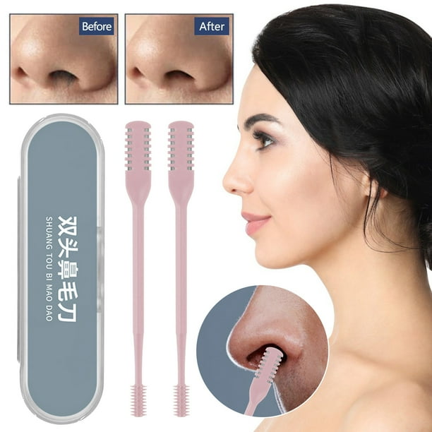 Cuchillo para vello nasal en uno, cuchillo para vello nasal de doble cabezal mejorado, herramienta de depilación nasal, limpiador de vello nasal giratorio, recortador de vello nasal