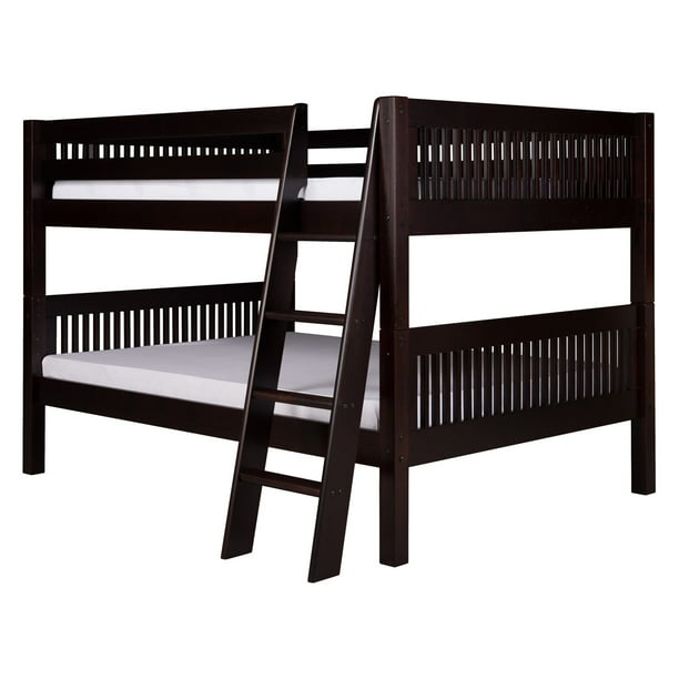 Camaflexi Full over Full Low Bunk Bed Mission Headboard Angle
