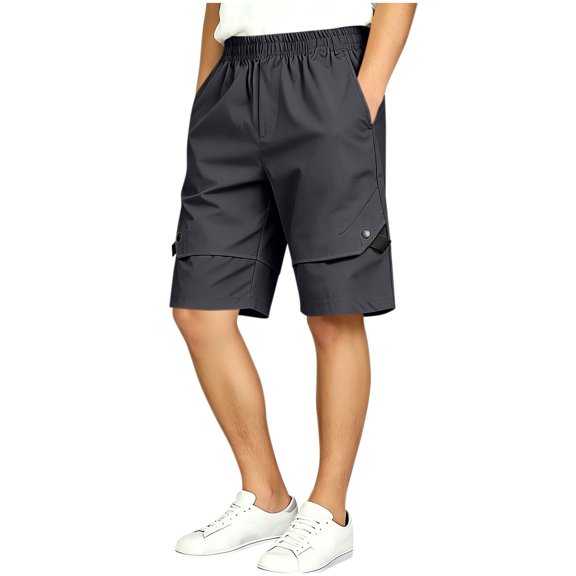 Boys Elastic Drawstring Cargo Shorts, Loose Knee Length Casual Walking Shorts, Lightweight Summer School Outdoor Shorts Ghalytn