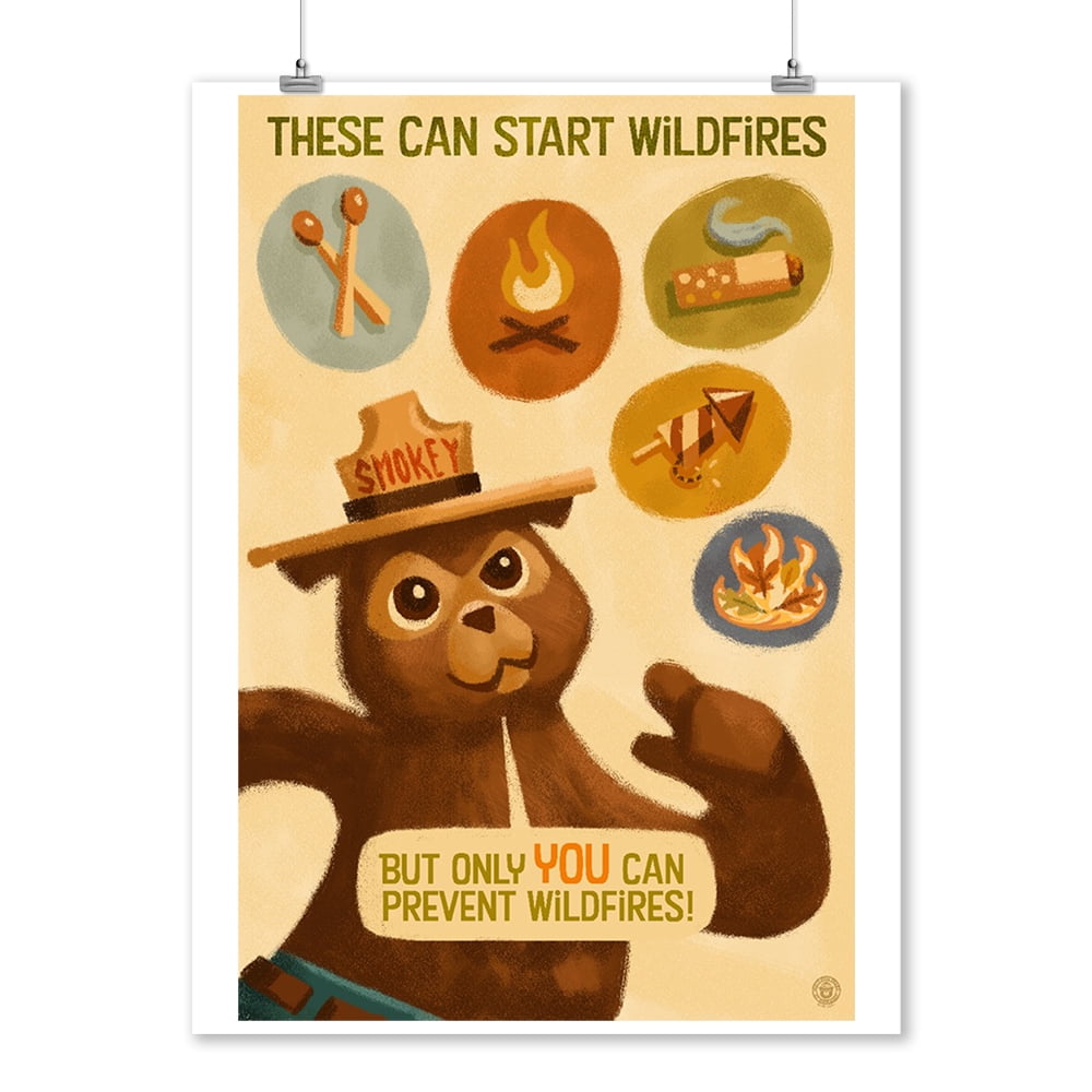 Smokey Bear Fire Prevention Lantern Press Artwork (9x12 Art Print