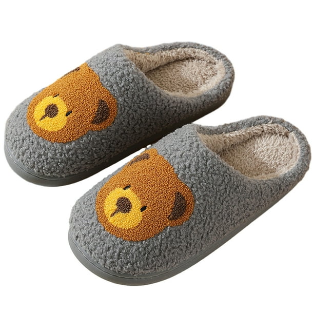 Antideslizantes Forradas Piel Lindas Oso Acogedoras Invierno para Mujer
