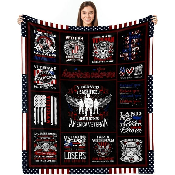 Veterans Gifts Blanket, Vietnam Veteran Gifts, Veteran Gifts for Men, Navy/Army/Air Force Veteran Gifts for Men, Proud Patriotic Veterans, Gifts for Veterans Throw Blanket 60”x50”